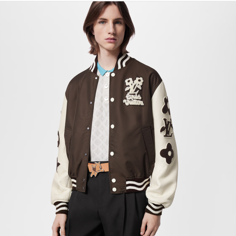 Louis Vuitton 24Fw Tyler co-branded floral terry embroidered baseball jacket