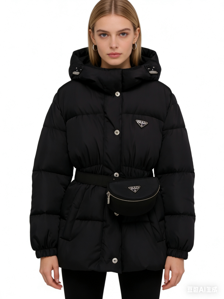 Prada Women's Luxury Rain Jacket - Black with Elastic Waist